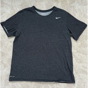 Nike Mens T-Shirt Sz XL Gray Dri Fit Short Sleeve Athletic Cut Cotton Blend EUC